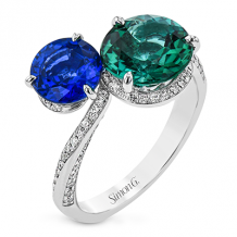 Simon G. Color Ring 18k Gold (White) 4 ct Tourmaline, Sapphire 0.28 ct Diamond - LR2927-18K