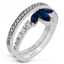 Simon G. Right Hand Ring 18k Gold (White) 0.66 ct Sapphire 0.61 ct Diamond - LR2379-18K