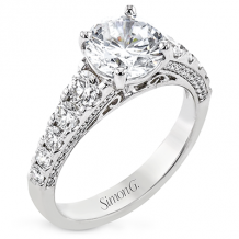 Simon G. Straight 18k White Gold Round Cut Engagement Ring - LR2785-W-18KS