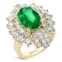 Simon G. Color Ring 18k Gold (Yellow) 3.27 ct Emerald 3.61 ct Diamond - LR2906-18K