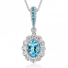 Simon G. Color Pendant 18k Gold (White) 0.85 ct Paraiba Tourmaline 0.48 ct Diamond - MP2092-18K