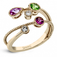 Simon G. Color Ring 18k Gold (Rose) 0.5 ct Sapphire, Tsavorite 0.14 ct Diamond - LR2414-R-18K