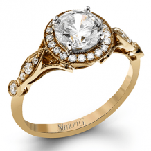 Simon G. Halo 18k Rose Gold Round Cut Engagement Ring - TR523-R-18KS