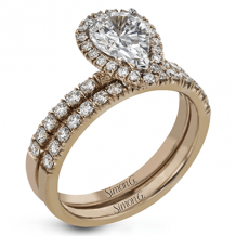 Simon G. Bridal Set 18k Rose Gold Pear Cut Engagement Ring - MR2906-R-18KSET