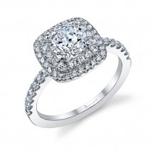 0.55tw Semi-Mount Engagement Ring With 1ct Round/Cushion Halo - s1097