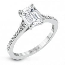 Simon G. 0.16 ctw Straight 18k White Gold Emerald Cut Engagement Ring - LR2507-W-18KS