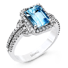 Simon G. Color Ring 18k Gold (White) 1.31 ct Aquamarine 0.42 ct Diamond - TR148-18K-S