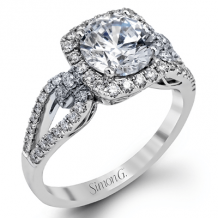 Simon G. 0.45 ctw Halo 18k White Gold Round Cut Engagement Ring - MR1828-W-18KS
