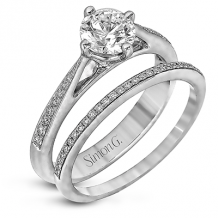 Simon G. 0.21 ctw Bridal Set 18k White Gold Round Cut Engagement Ring - MR1511-W-18KSET