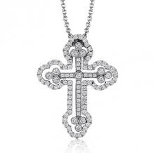 Simon G. Cross Pendant 18k Gold (White) 0.88 ct Diamond - LP4075-A-18K