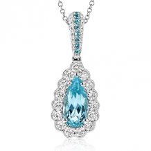 Simon G. Color Pendant 18k Gold (White) 0.99 ct Paraiba Tourmaline 0.46 ct Diamond - MP2090-18K