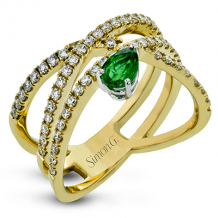 Simon G. Color Ring 18k Gold (White, Yellow) 0.39 ct Emerald 0.61 ct Diamond - LR2244-18K-S