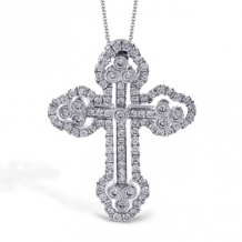 Simon G. Cross Pendant 18k Gold (White) 0.44 ct Diamond - LP4075-S-18K