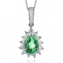 Simon G. Color Pendant Platinum (White) 0.85 ct Emerald 0.44 ct Diamond - LP4547-PT
