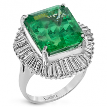 Simon G. Color Ring 18k Gold (White) 16.62 ct Emerald 2.82 ct Diamond - LR2401-18K-S