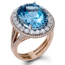 Simon G. Color Ring 18k Gold (Rose, White) 9.61 ct Aquamarine 1.16 ct Diamond - MR2557-18K-S