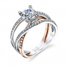 0.40tw Semi-Mount Engagement Ring With 1ct Round Head Two Tone - sy811-tt