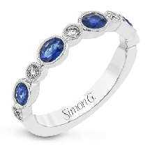 Simon G. Color Ring 18k Gold (White) 0.89 ct Sapphire 0.15 ct Diamond - LR2462-18K