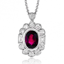 Simon G. Color Pendant 18k Gold (White) 0.88 ct Ruby 0.49 ct Diamond - LP4455-18K