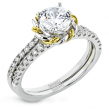 Simon G. 0.40 ctw Bridal Set 18k Two Tone Gold Round Cut Engagement Ring - LR2859-2T-18KSET