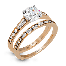 Simon G. Bridal Set 18k Rose Gold Round Cut Engagement Ring - MR2220-R-18KSET