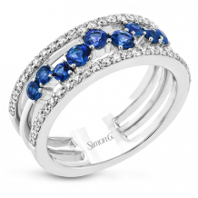 Simon G. Color Ring 18k Gold (White) 0.59 ct Sapphire 0.38 ct Diamond - LR2303-18K