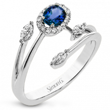 Simon G. Color Ring 18k Gold (White) 0.31 ct Sapphire 0.24 ct Diamond - LR2265-18K-S