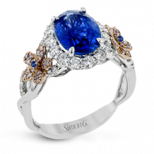 Simon G. Color Ring 18k Gold (White) 4 ct Sapphire 0.7 ct Diamond - LR1167-18K-S