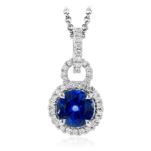 Simon G. Color Pendant 18k Gold (White) 0.99 ct Sapphire 0.2 ct Diamond - MP1839-18K