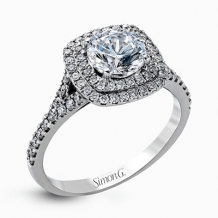 Simon G. Bridal Set 18k White Gold Round Cut Engagement Ring - MR2459-W-18KS