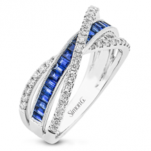 Simon G. Color Ring 18k Gold (White) 0.75 ct Sapphire 0.42 ct Diamond - MR3107-18K