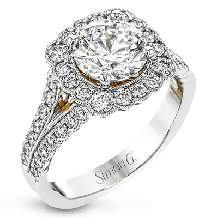 Simon G. 0.81 ctw Halo 18k Two Tone Gold Round Cut Engagement Ring - LP2377-WR-18KS