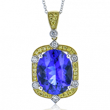 Simon G. Color Pendant 18k Gold (White, Yellow) 6.37 ct Tanzanite 0.4 ct Diamond - MP2378-18K