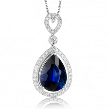 Simon G. Color Pendant 18k Gold (White) 3.6 ct Sapphire 0.32 ct Diamond - PP147-18K-S