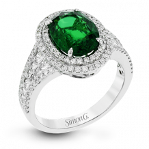 Simon G. Color Ring 18k Gold (White) 3.16 ct Emerald 0.98 ct Diamond - MR2868-18KW-S