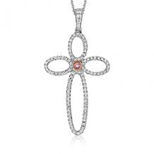 Simon G. Cross Pendant 18k Gold (Rose, White) 0.38 ct Diamond - MP2070-18KRW