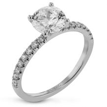 Simon G. Straight 18k White Gold Round Cut Engagement Ring - LR1083-W-18KS