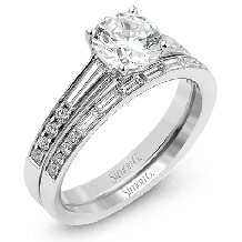 Simon G. 0.21 ctw Bridal Set 18k White Gold Round Cut Engagement Ring - MR2220-W-18KSET