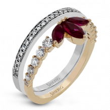 Simon G. Right Hand Ring 18k Gold (Rose, White) 0.7 ct Ruby 0.59 ct Diamond - LR2379-R-18K