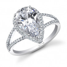 0.35tw Semi-Mount Engagement Ring With 3ct Pear Head - sy289 ps