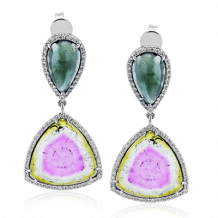 Simon G. Color Earring 18k Gold (White) 16.96 ct Watermelon Tourmaline, Tourmaline 0.76 ct Diamond - LE4653-18KW