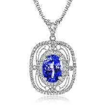 Simon G. Color Pendant 18k Gold (White) 4.25 ct Tanzanite 0.5 ct Diamond - TP222-18K-S