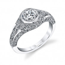 0.69tw Semi-Mount Engagement Ring With 1ct Round Head - s1209