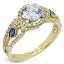 Simon G. Halo 18k Yellow Gold Round Cut Engagement Ring - LP2353-Y-18KS