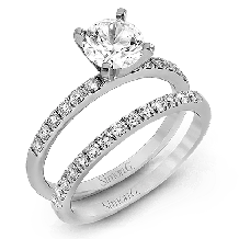 Simon G. 0.58 ctw Bridal Set 18k White Gold Round Cut Engagement Ring - MR1686-W-18KSET