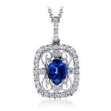 Simon G. Color Pendant 18k Gold (White) 0.72 ct Sapphire 0.2 ct Diamond - MP1632-18K-S