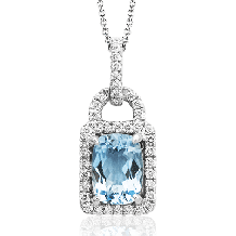 Simon G. Color Pendant 18k Gold (White) 1.4 ct Aquamarine 0.23 ct Diamond - TP137-18K-S