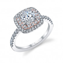 0.55tw Semi-Mount Engagement Ring With 1ct Round/Cushion Halo Two Tone - s1097 tt