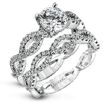 Simon G. 0.65 ctw Bridal Set 18k White Gold Round Cut Engagement Ring - MR1596-W-18KSET