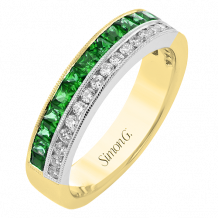 Simon G. Right Hand Ring 18k Gold (White, Yellow) 0.77 ct Emerald 0.28 ct Diamond - LR2939-Y-18K2T